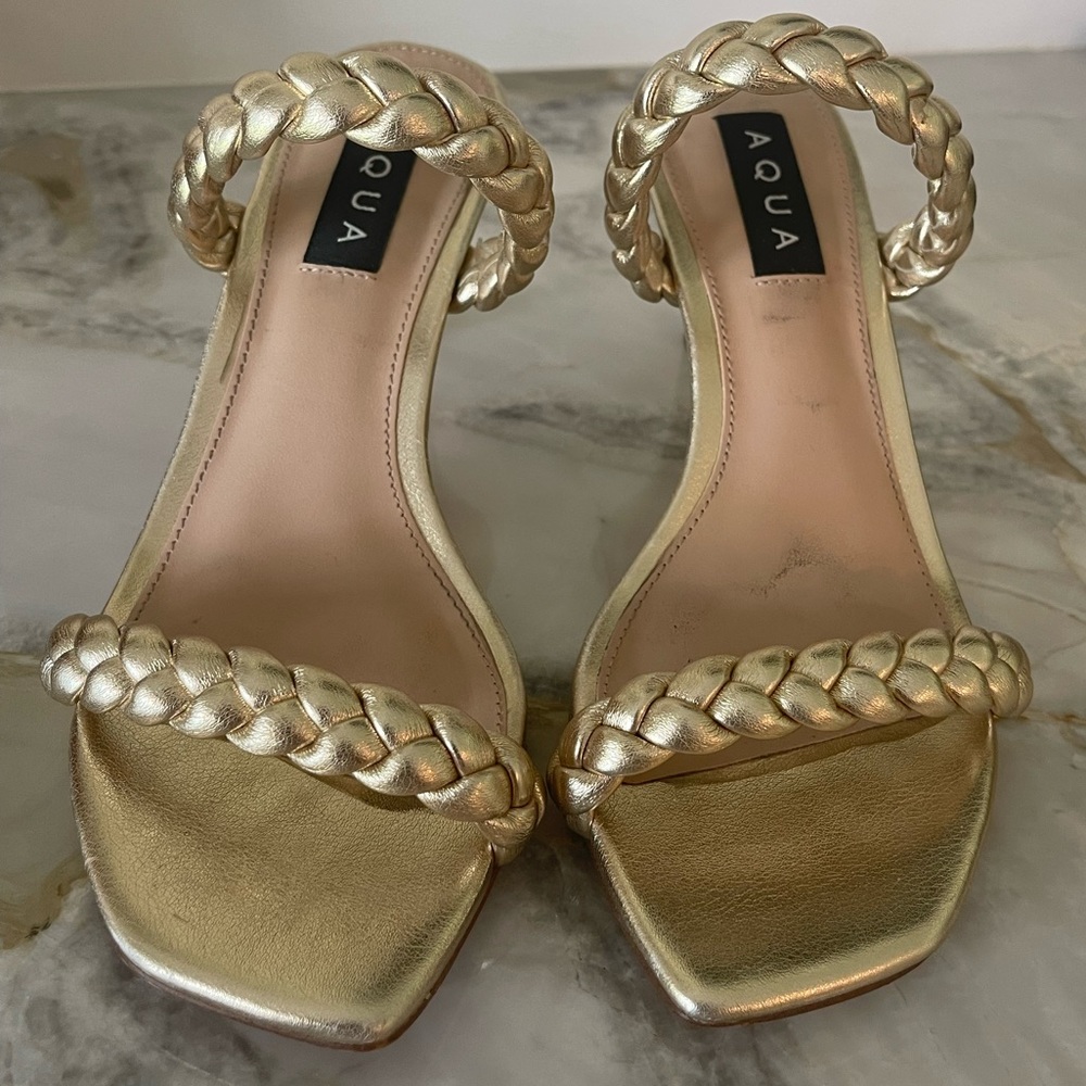 Aqua Gold Braided Heels